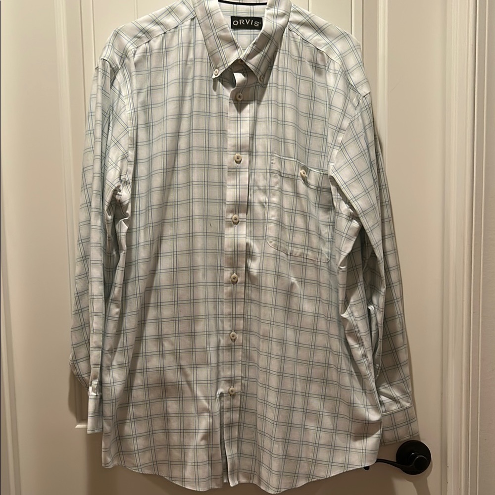 Orvis Blue and White Casual Button Down Shirt